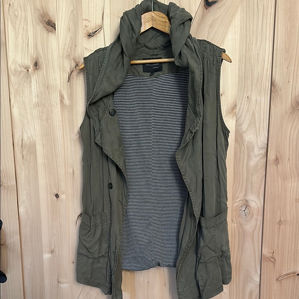 Olive Green Sleeveless Vest with Hood